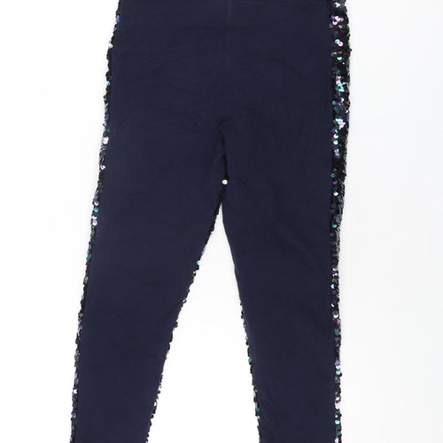 NEXT Girls Blue Polyester Pedal Pusher Trousers Size 9 Years Regular Pullover - Sequins