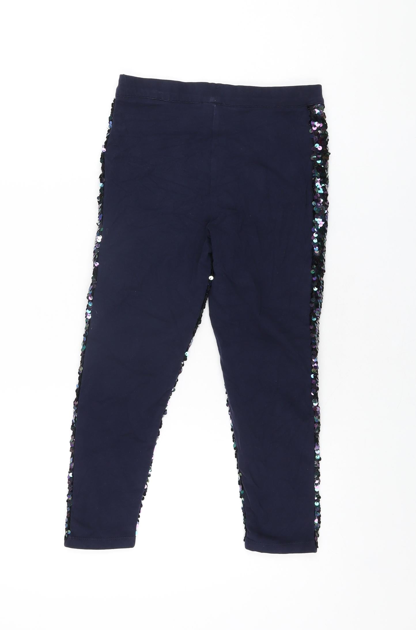 NEXT Girls Blue Polyester Pedal Pusher Trousers Size 9 Years Regular Pullover - Sequins