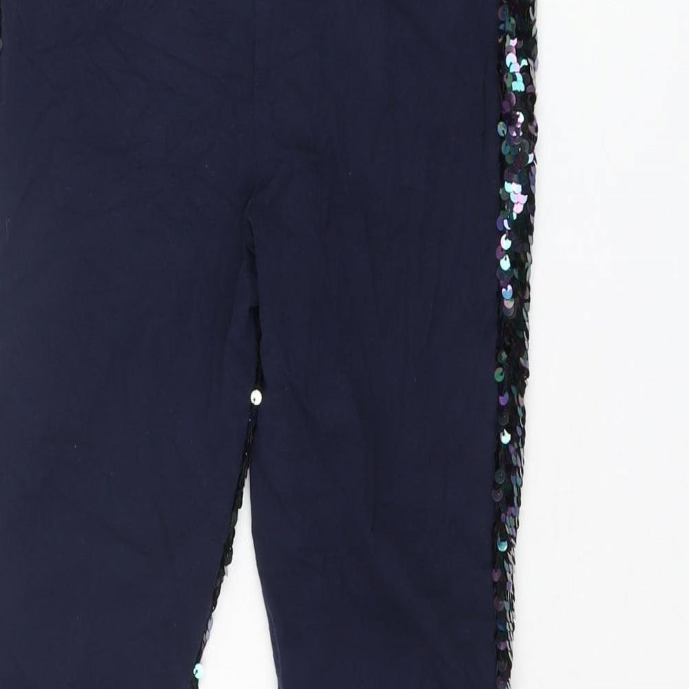 NEXT Girls Blue Polyester Pedal Pusher Trousers Size 9 Years Regular Pullover - Sequins