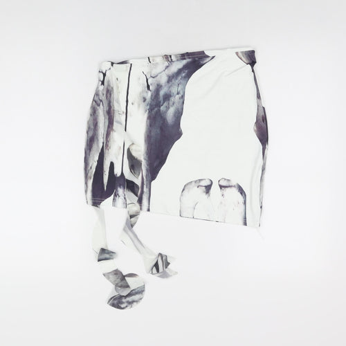 Murci Womens White Geometric Polyester Mini Skirt Size 10