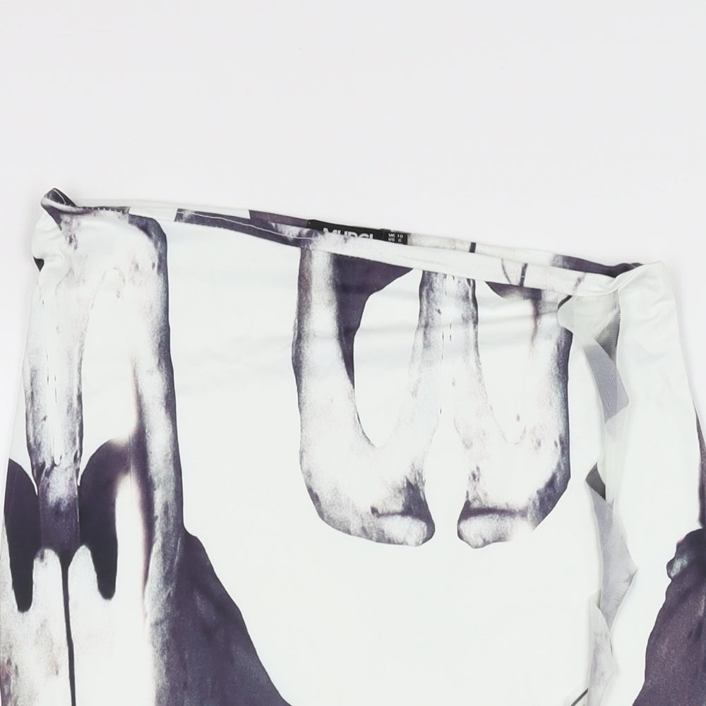 Murci Womens White Geometric Polyester Mini Skirt Size 10