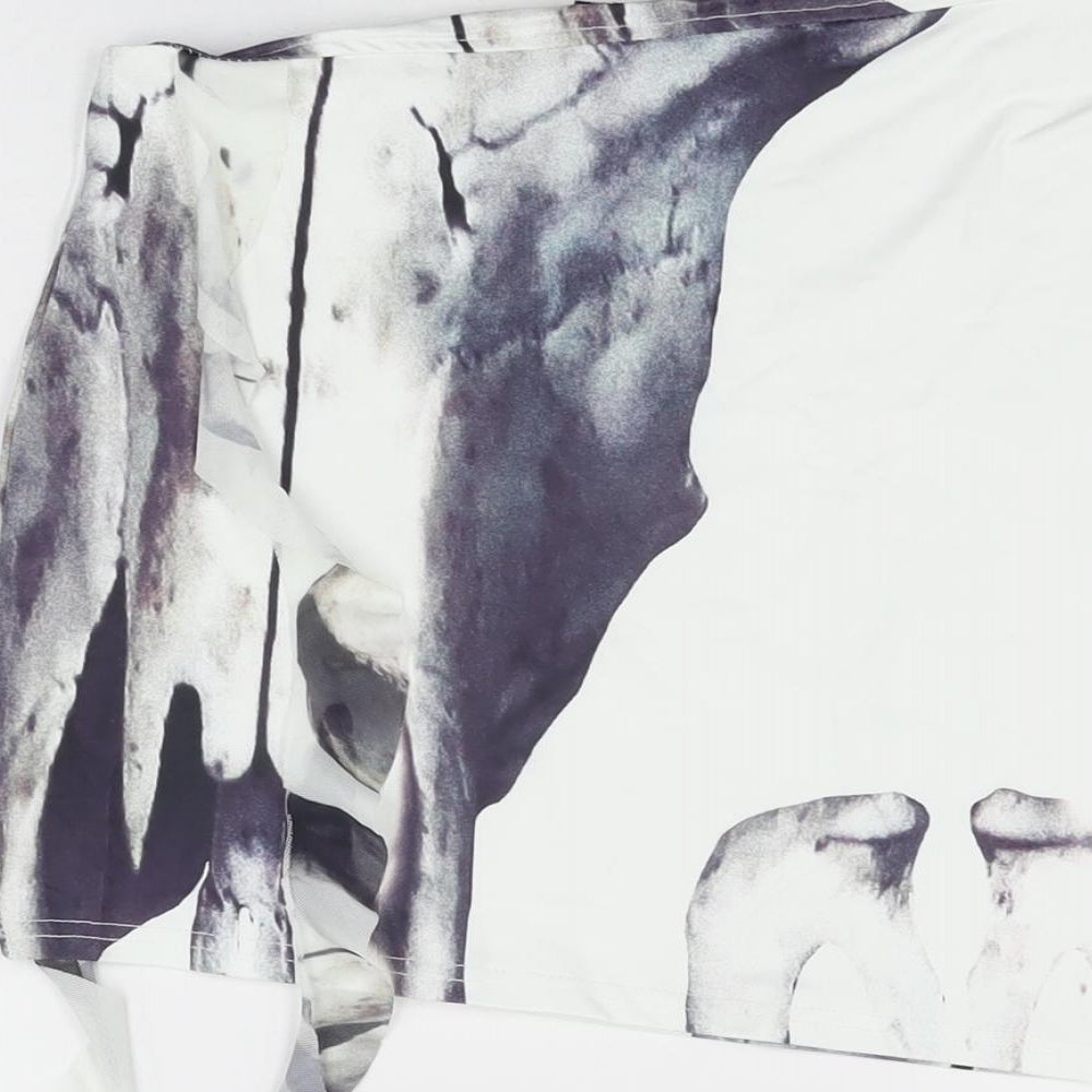 Murci Womens White Geometric Polyester Mini Skirt Size 10