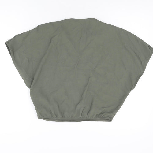 Zara Womens Green Polyester Basic Blouse Size M V-Neck