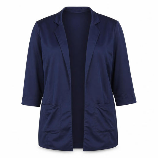 Front view of Cotton Traders women’s blue jacket, size UK 18