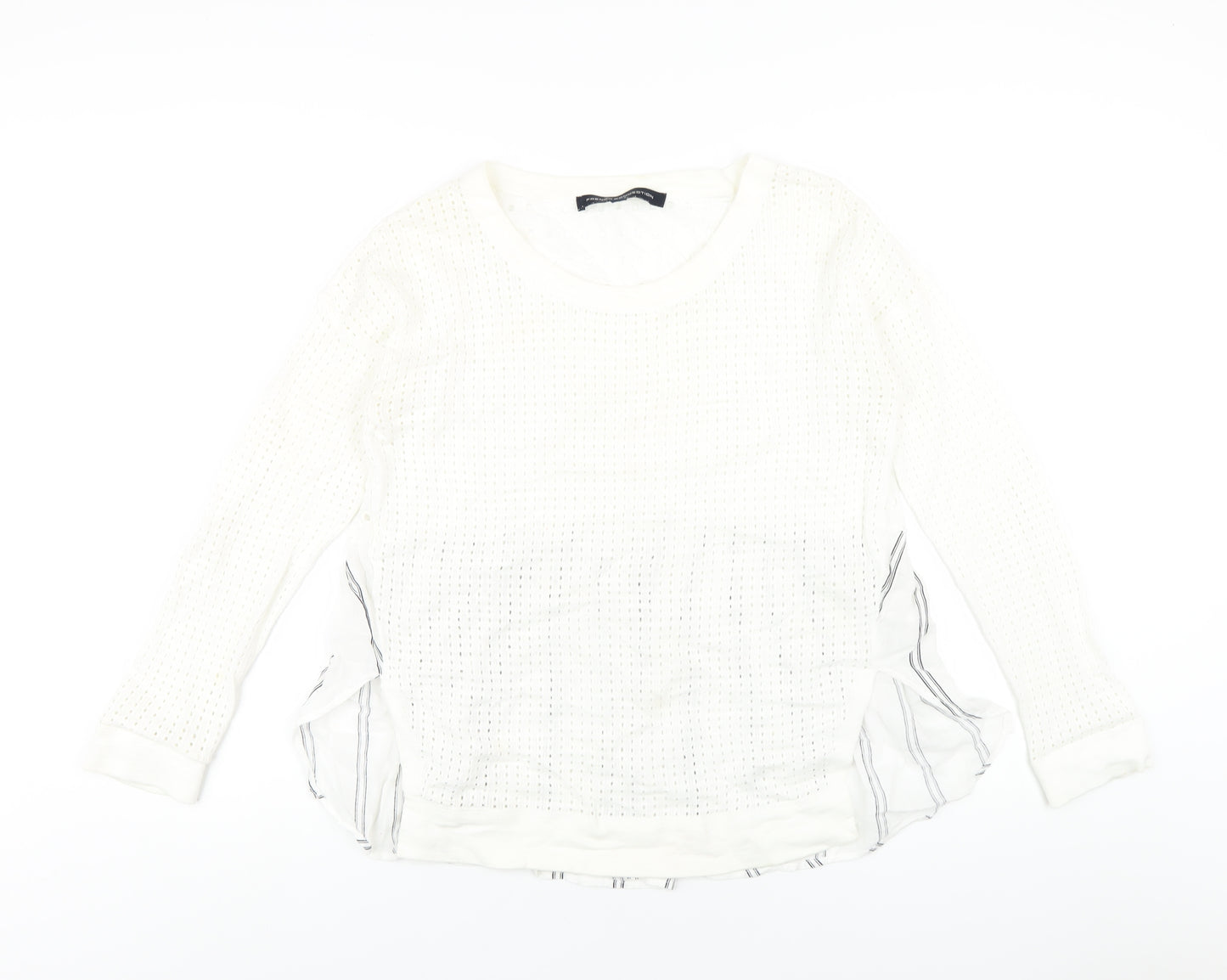 French Connection Womens Ivory Cotton Basic T-Shirt Size XS Round Neck