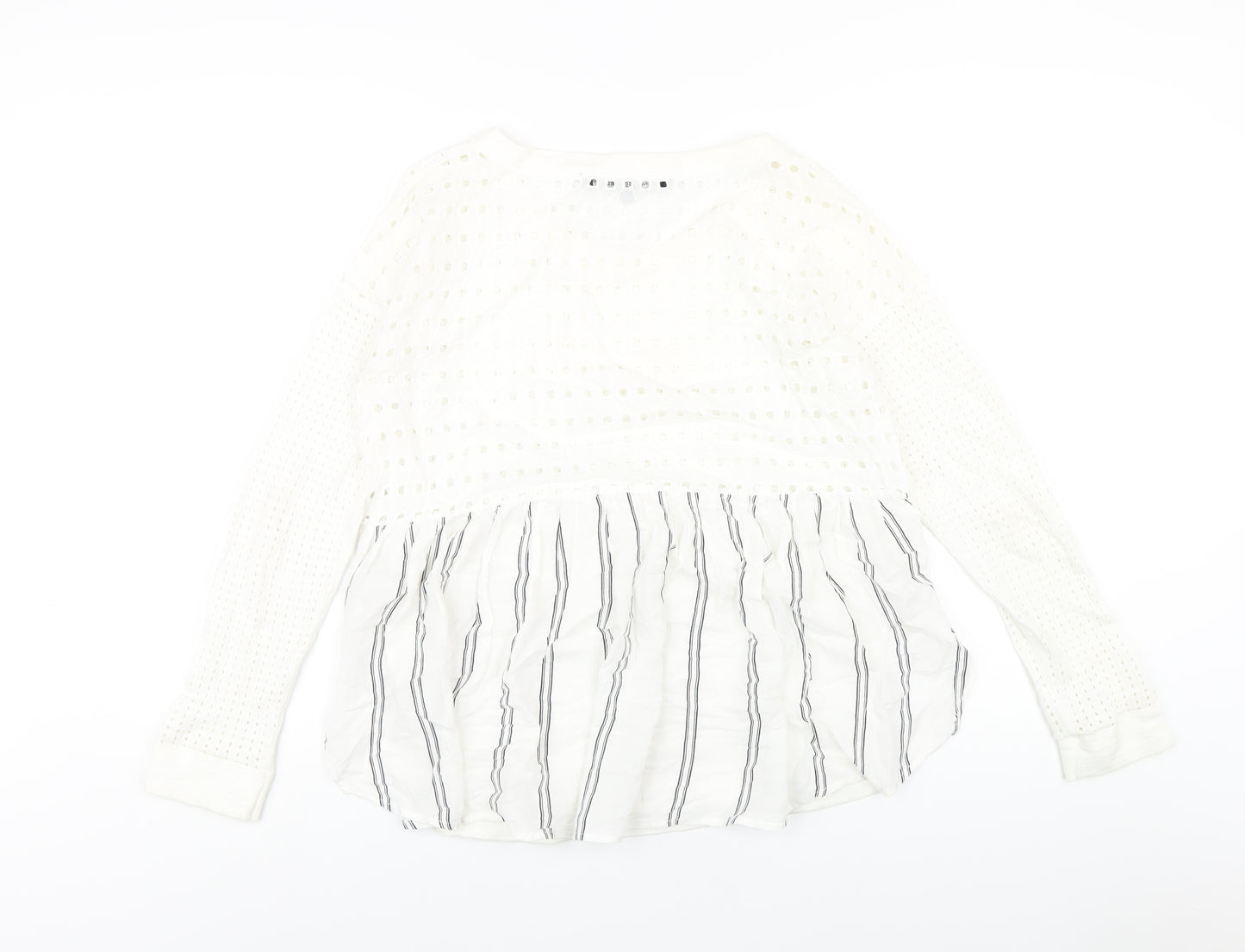 French Connection Womens Ivory Cotton Basic T-Shirt Size XS Round Neck