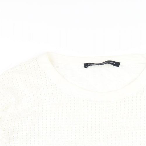 French Connection Womens Ivory Cotton Basic T-Shirt Size XS Round Neck