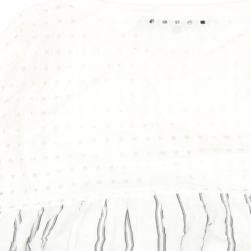 French Connection Womens Ivory Cotton Basic T-Shirt Size XS Round Neck