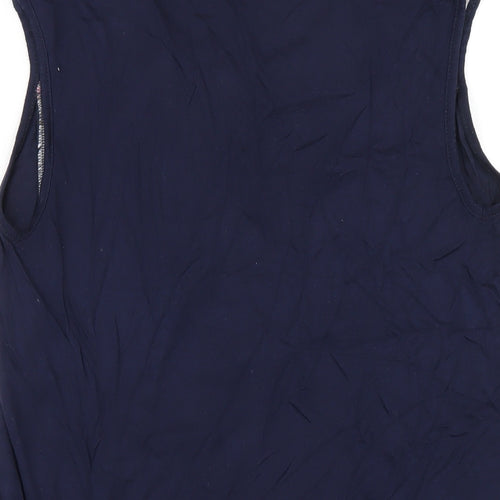 Oasis Womens Blue Floral Viscose Basic Tank Size S Round Neck