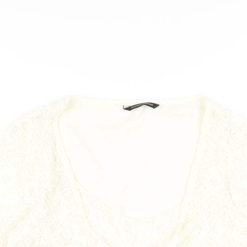 Dunnes Stores Womens Ivory Nylon Basic T-Shirt Size 14 Round Neck