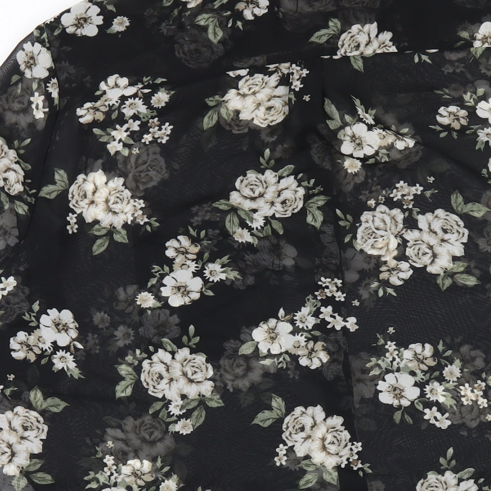 New Look Womens Black Floral Polyester Shirt Dress Size 14 Collared Button