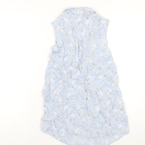 Bonmarché Womens Blue Floral Viscose Basic Button-Up Size 10 Collared
