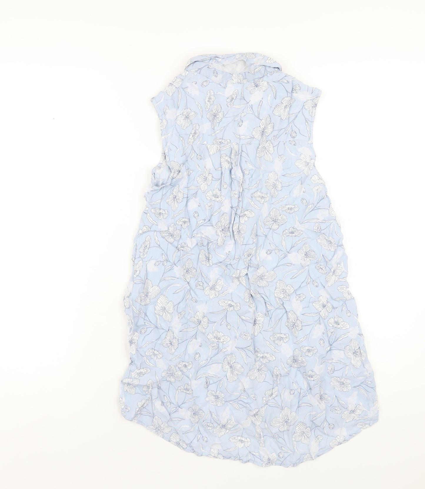 Bonmarché Womens Blue Floral Viscose Basic Button-Up Size 10 Collared