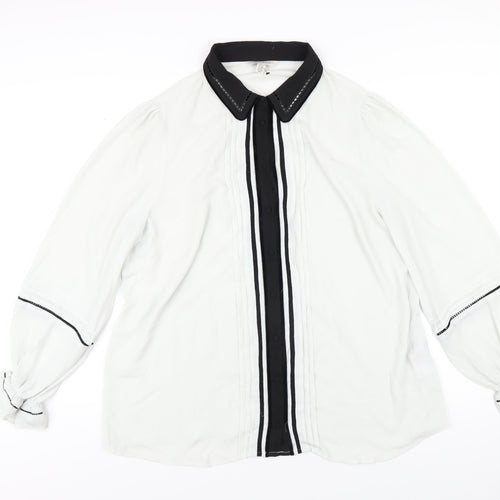 Love & Roses Womens White Polyester Basic Button-Up Size 20 Collared