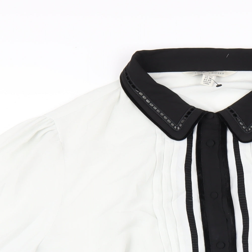 Love & Roses Womens White Polyester Basic Button-Up Size 20 Collared