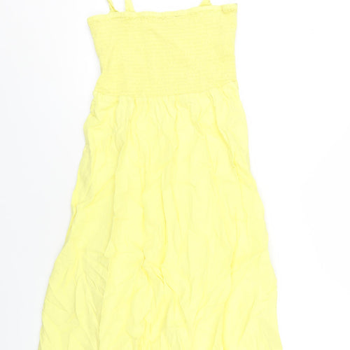 Feather & Bone Womens Yellow Linen A-Line Size 10 Square Neck Pullover
