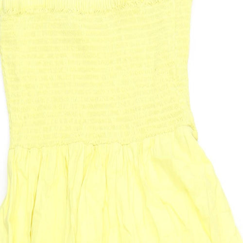 Feather & Bone Womens Yellow Linen A-Line Size 10 Square Neck Pullover
