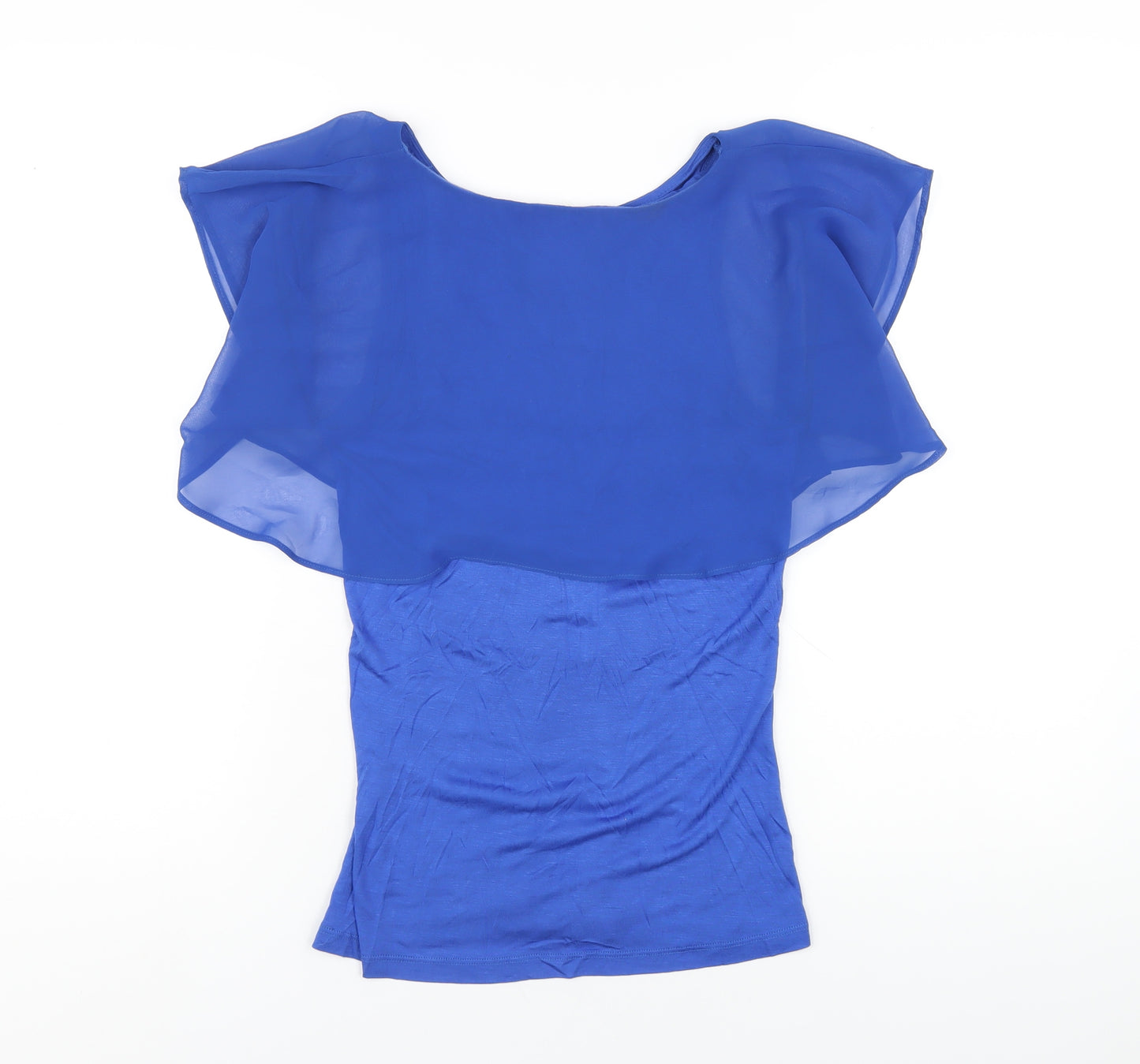 Zara Womens Blue Polyester Basic T-Shirt Size S Round Neck