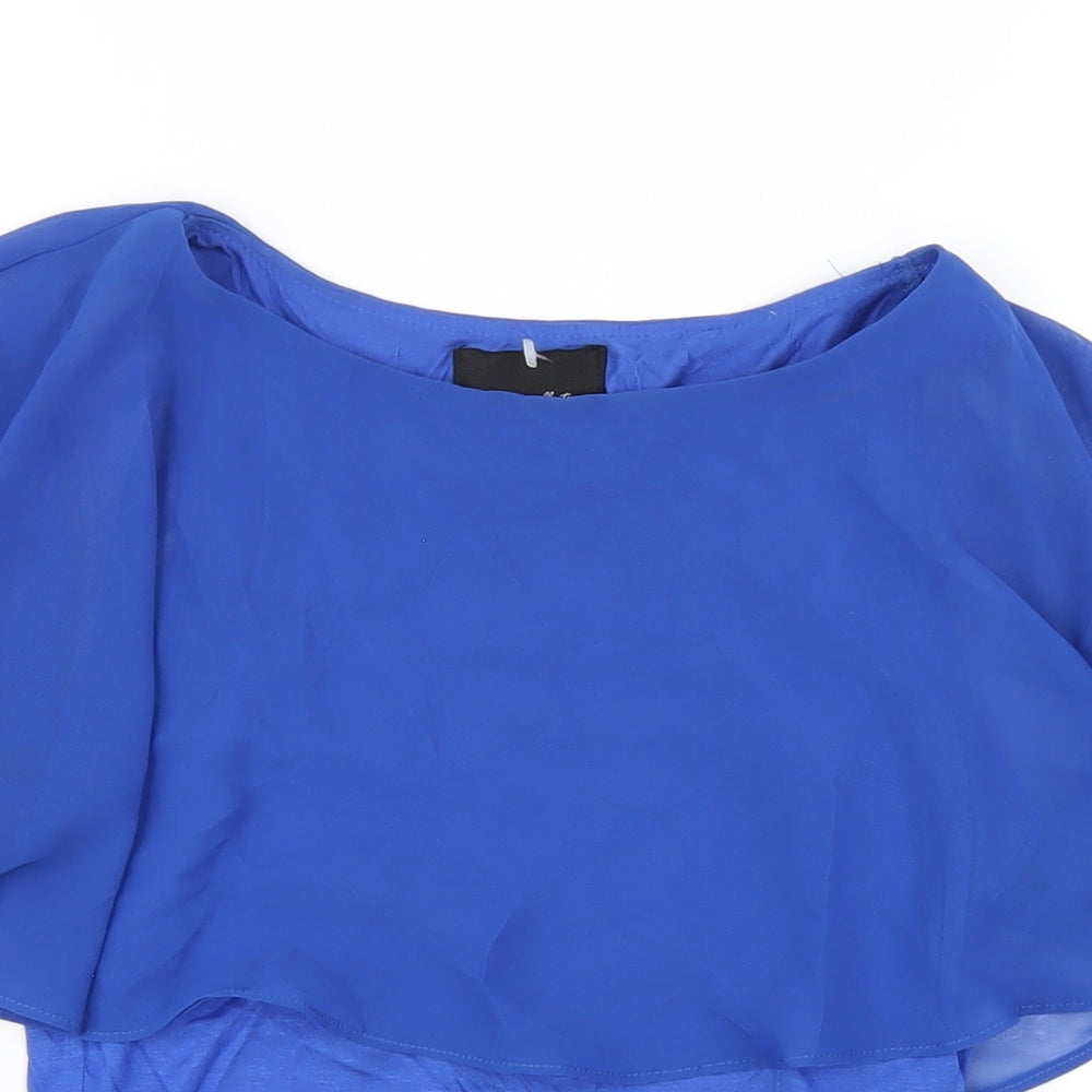 Zara Womens Blue Polyester Basic T-Shirt Size S Round Neck