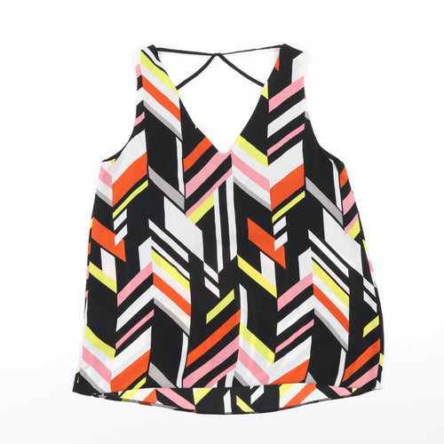 Dorothy Perkins Womens Multicoloured Geometric Polyester Basic Tank Size 10 V-Neck