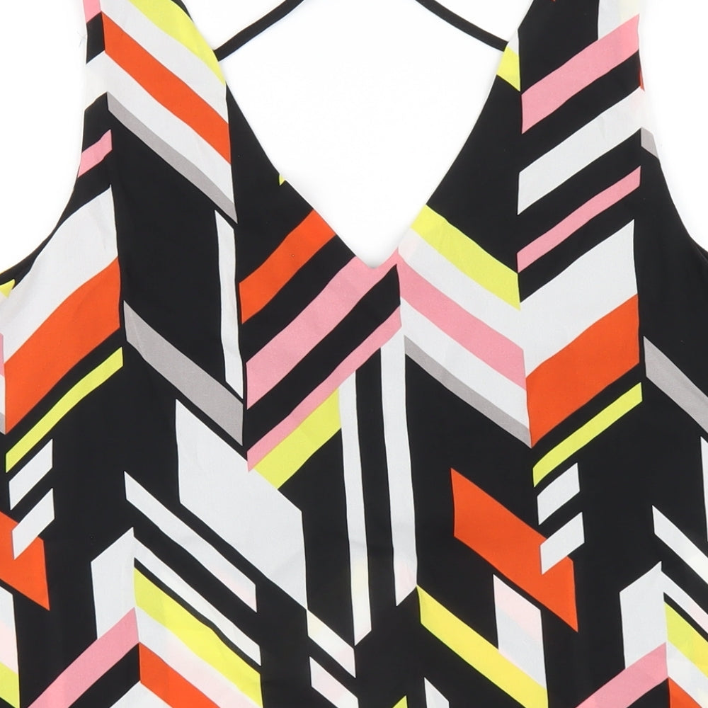 Dorothy Perkins Womens Multicoloured Geometric Polyester Basic Tank Size 10 V-Neck