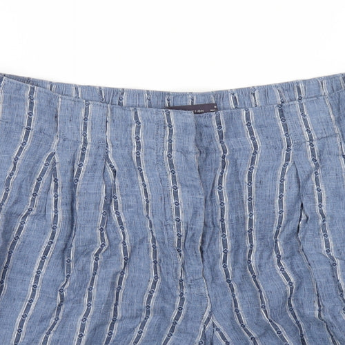 Marks and Spencer Womens Blue Spotted Linen Basic Shorts Size 14 L5 in Regular Zip