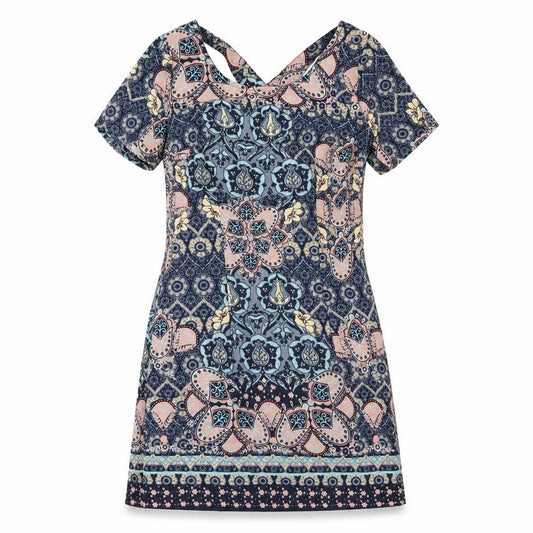Front view of Hollister women’s multicoloured geometric polyester a-line, size S, round neck zip