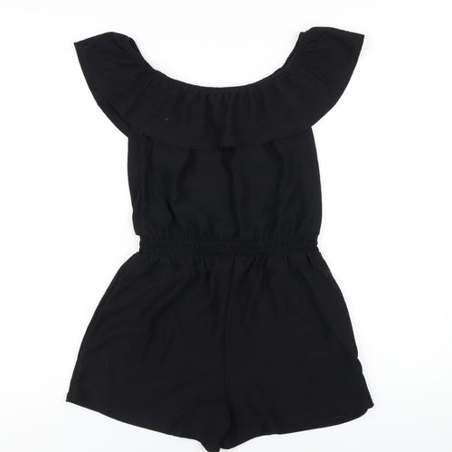River Island Girls Black Polyester Playsuit One-Piece Size 11-12 Years Pullover