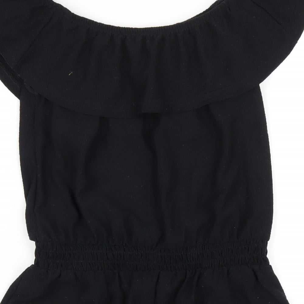 River Island Girls Black Polyester Playsuit One-Piece Size 11-12 Years Pullover