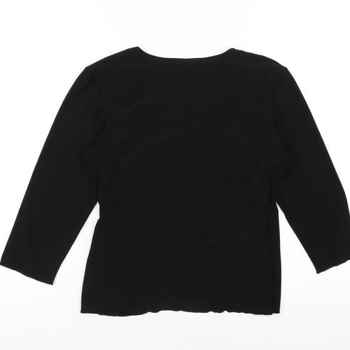 Ellie Louise Womens Black Polyester Basic T-Shirt Size 12 Round Neck
