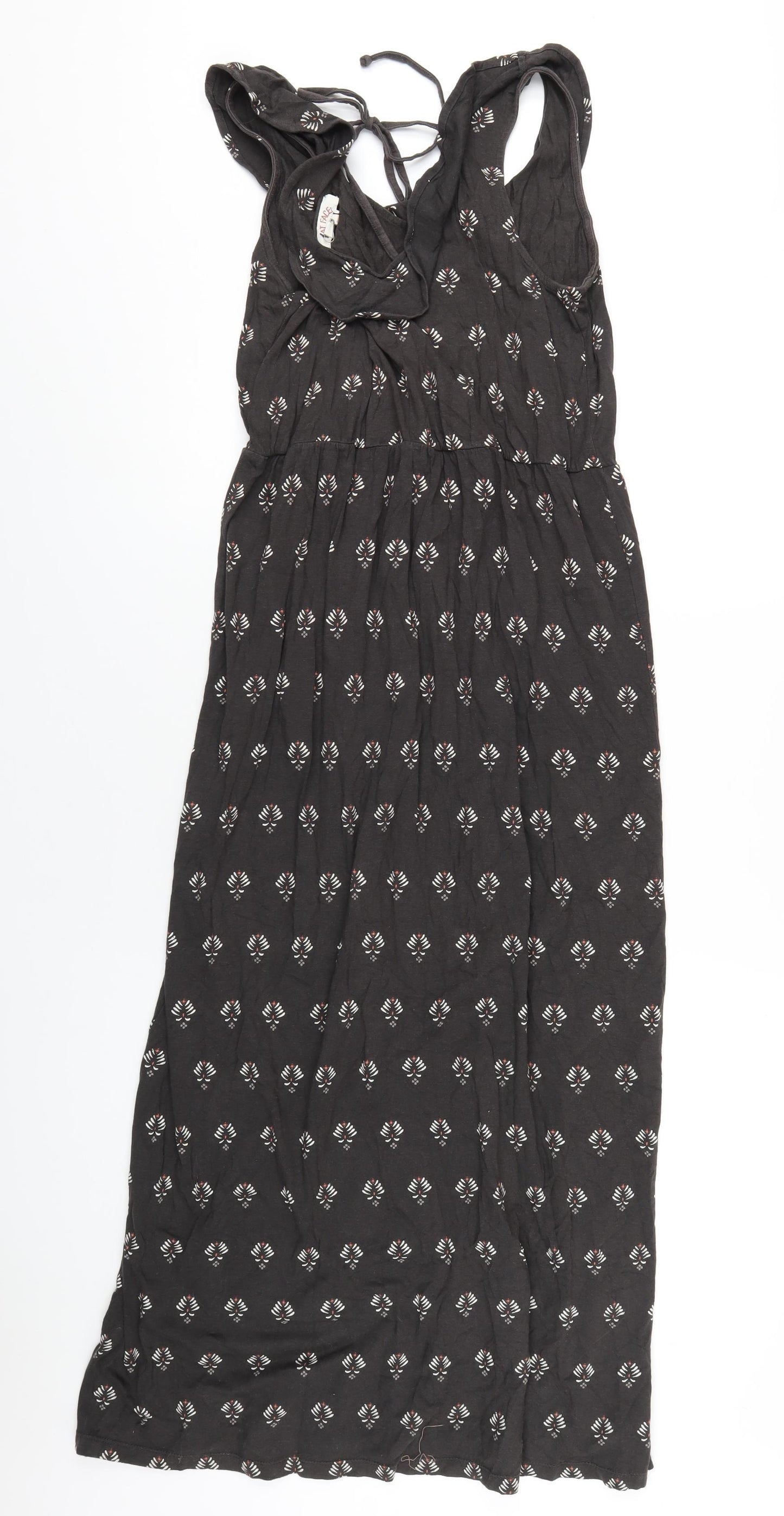 Fat Face Womens Brown Geometric Cotton A-Line Size 12 V-Neck Pullover