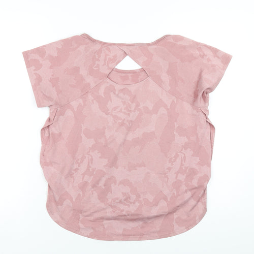 Marks and Spencer Womens Pink Polyester Basic T-Shirt Size 12 Round Neck Pullover