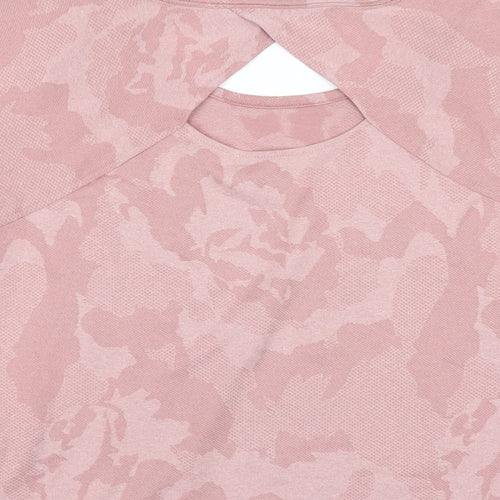 Marks and Spencer Womens Pink Polyester Basic T-Shirt Size 12 Round Neck Pullover