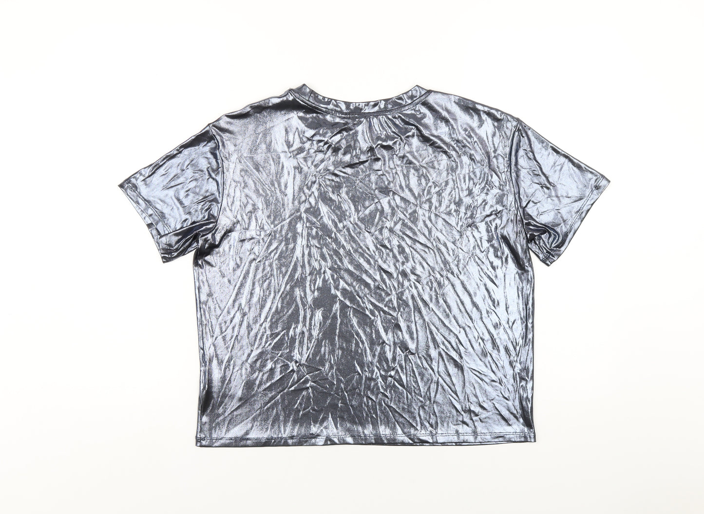 H&M Womens Blue Polyester Basic T-Shirt Size S Round Neck