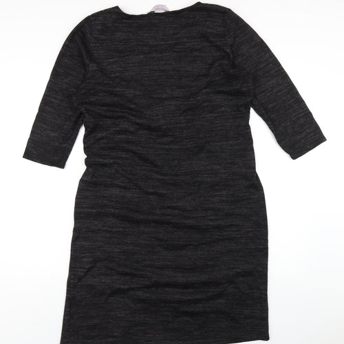 Dorothy Perkins Womens Black Polyester Bodycon Size 16 Round Neck Pullover - Twist Front