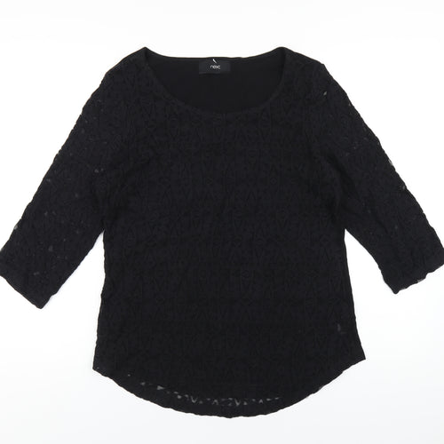 NEXT Womens Black Cotton Basic T-Shirt Size 14 Round Neck