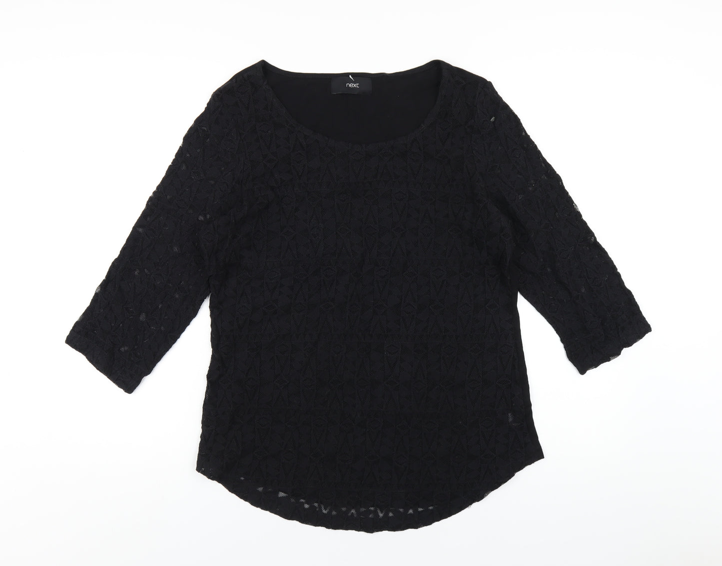 NEXT Womens Black Cotton Basic T-Shirt Size 14 Round Neck