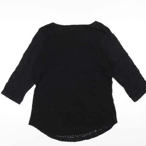 NEXT Womens Black Cotton Basic T-Shirt Size 14 Round Neck
