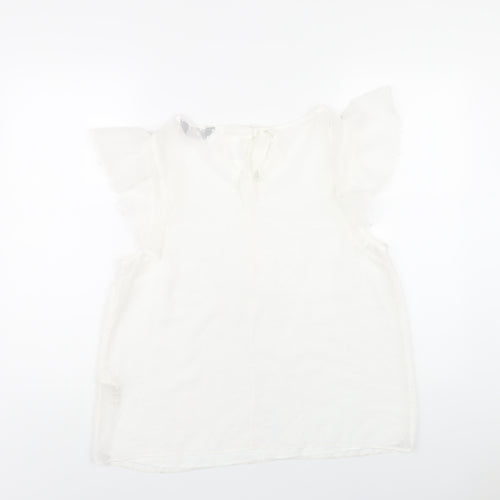 Dorothy Perkins Womens White Polyester Basic T-Shirt Size 14 Round Neck