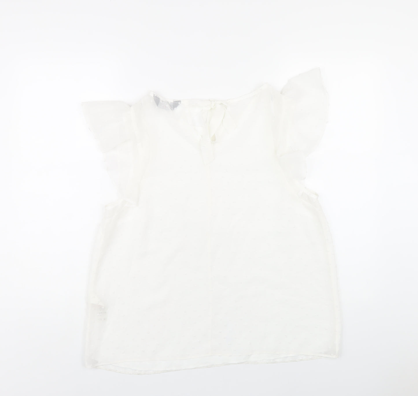 Dorothy Perkins Womens White Polyester Basic T-Shirt Size 14 Round Neck