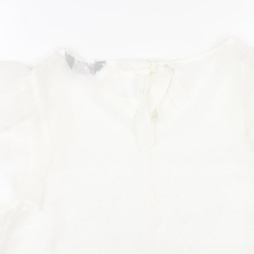 Dorothy Perkins Womens White Polyester Basic T-Shirt Size 14 Round Neck