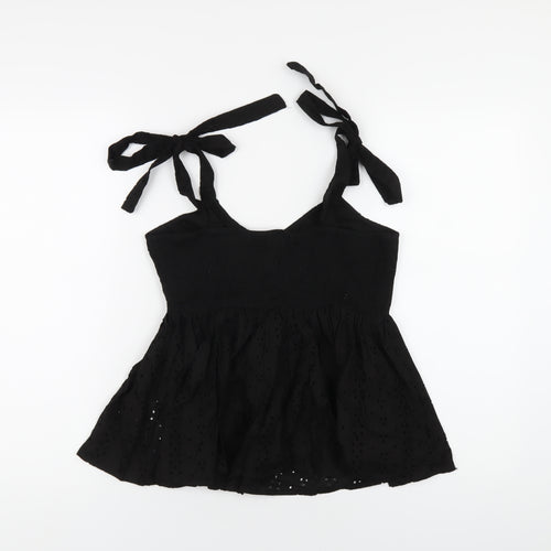 Missguided Womens Black Cotton Camisole T-Shirt Size 6 V-Neck
