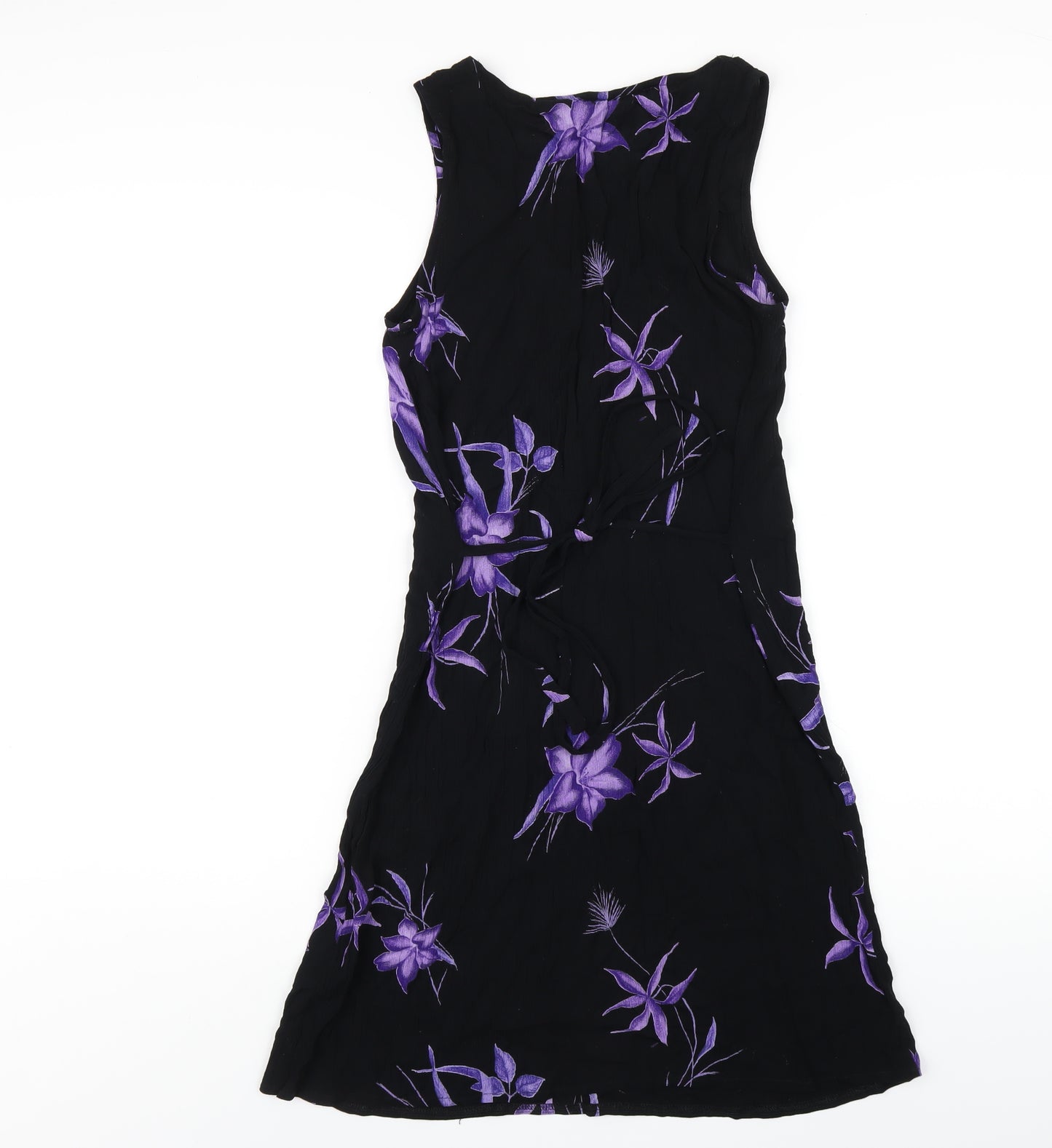 Dorothy Perkins Womens Black Floral Viscose A-Line Size 12 Round Neck Pullover