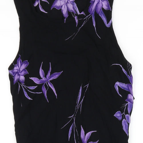 Dorothy Perkins Womens Black Floral Viscose A-Line Size 12 Round Neck Pullover