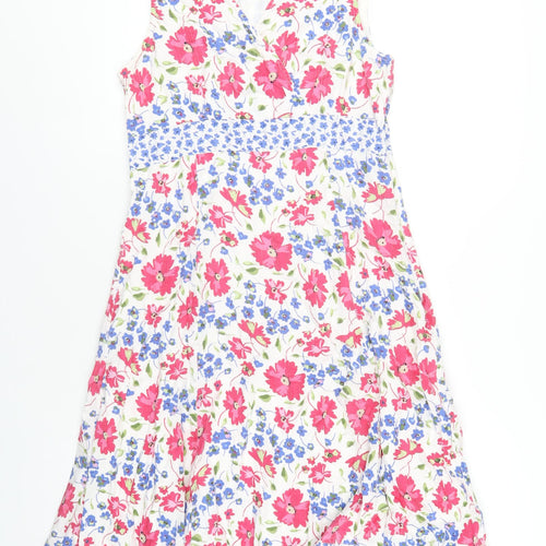 Maine Womens Multicoloured Floral Cotton A-Line Size 12 V-Neck Zip