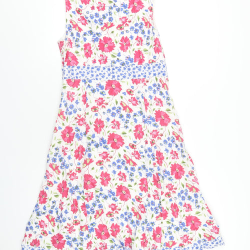 Maine Womens Multicoloured Floral Cotton A-Line Size 12 V-Neck Zip