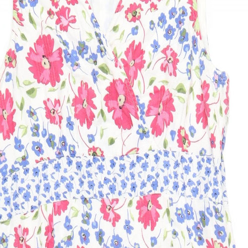 Maine Womens Multicoloured Floral Cotton A-Line Size 12 V-Neck Zip