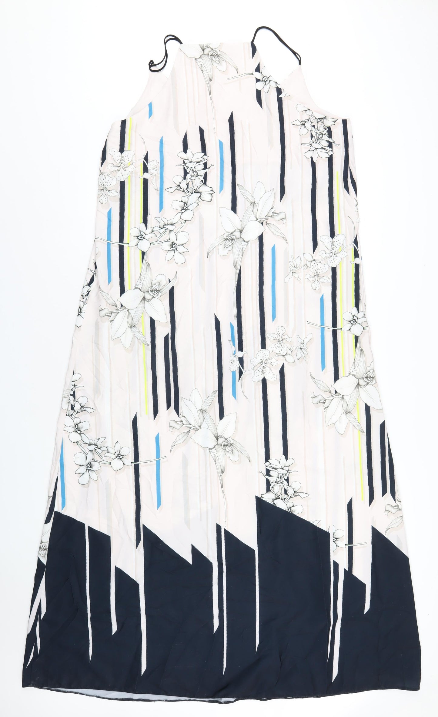 NEXT Womens Multicoloured Geometric Polyester Slip Dress Size 18 V-Neck Pullover