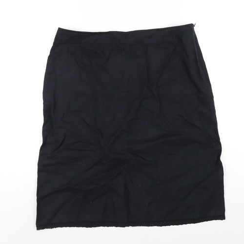 Olsen Womens Black Linen A-Line Skirt Size 14 Zip