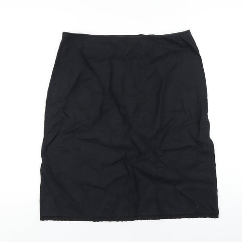 Olsen Womens Black Linen A-Line Skirt Size 14 Zip